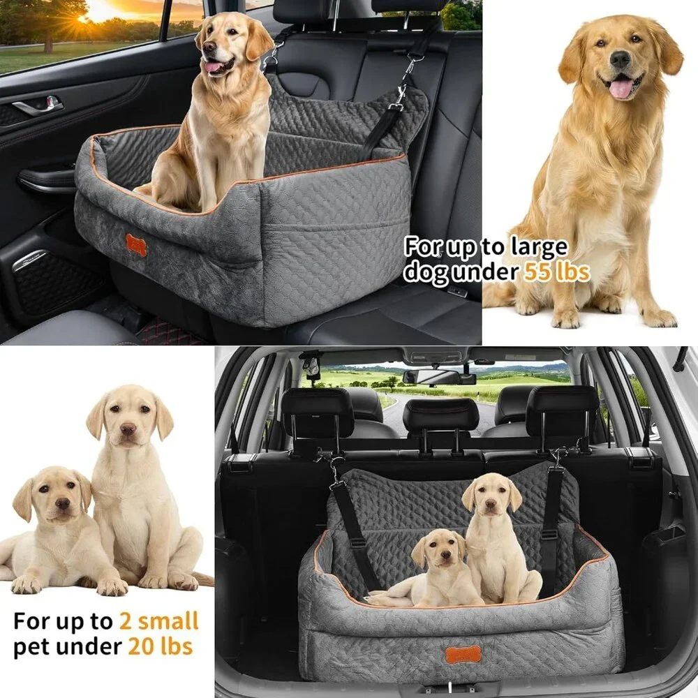 Dog Car Seat for Large/Medium Dogs - Memory Foam Dog Booster Seat for Under 55Lb